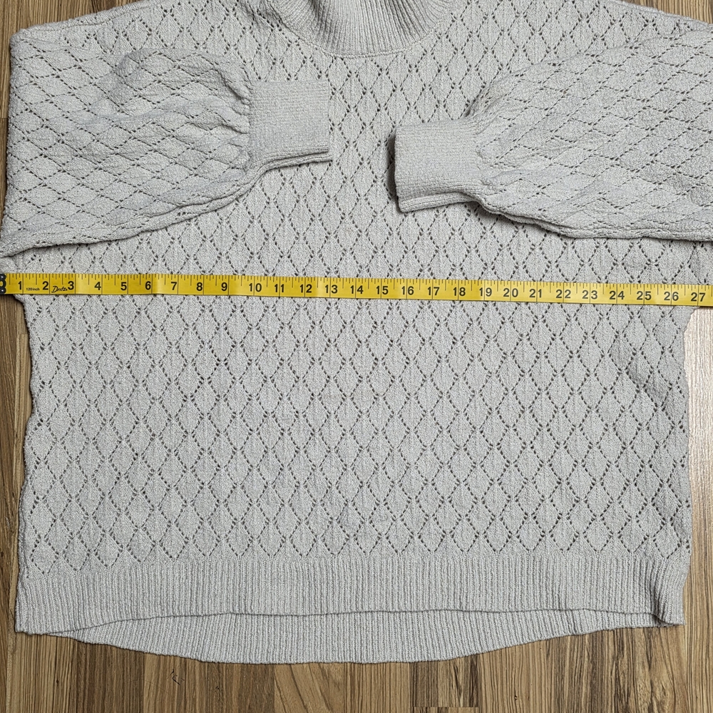 Wonderly Diamond Knit Sweater Women's Size Large Beige Turtleneck - Picture 6 of 6